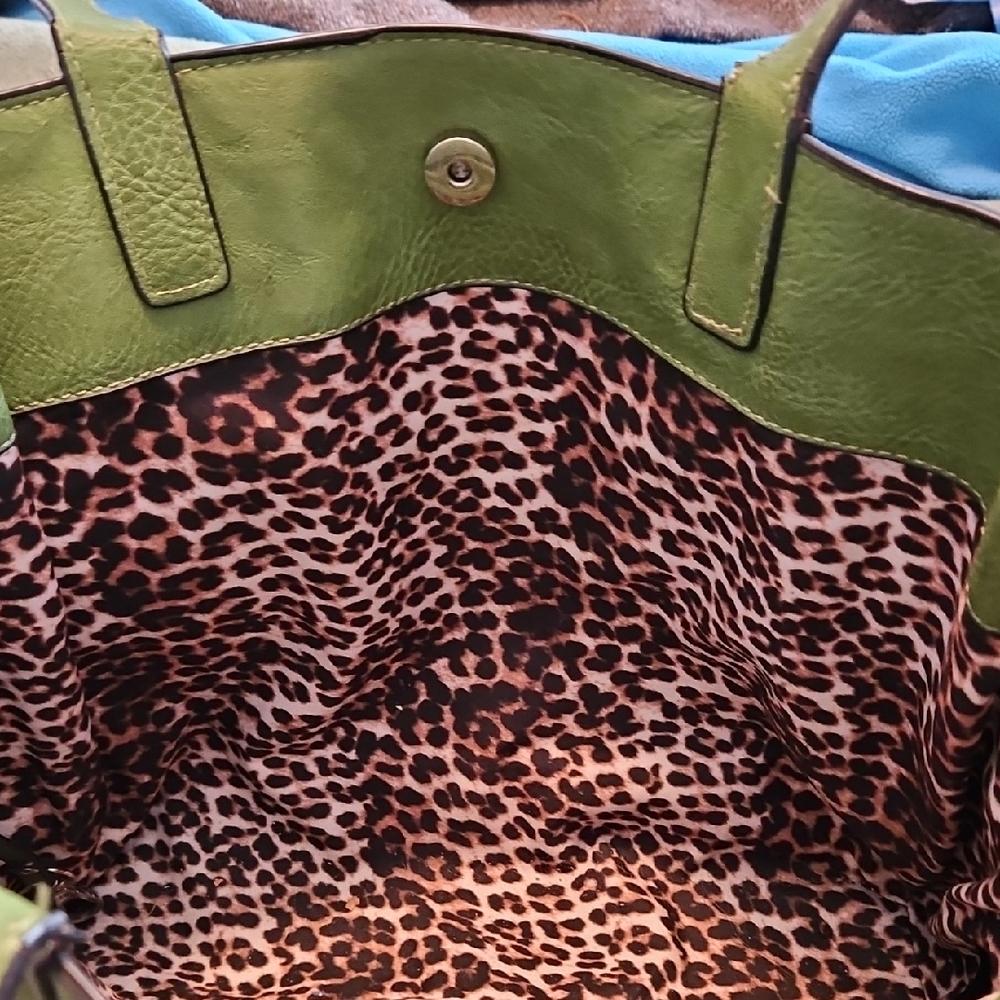 Green Leopard Print Women's Bag